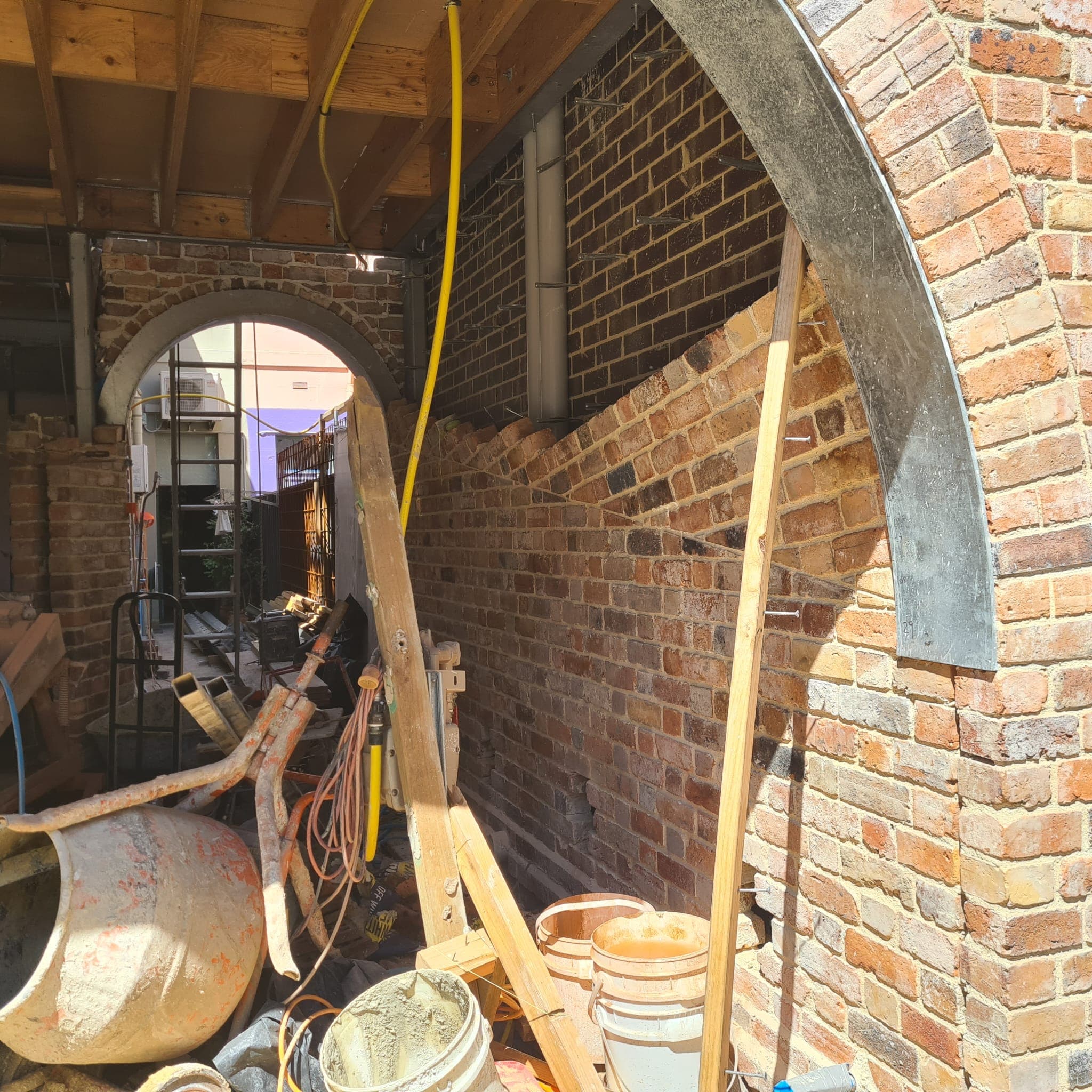 Interior of the curved brick tunnel vault in Fitzroy by Goodwin Bricklaying