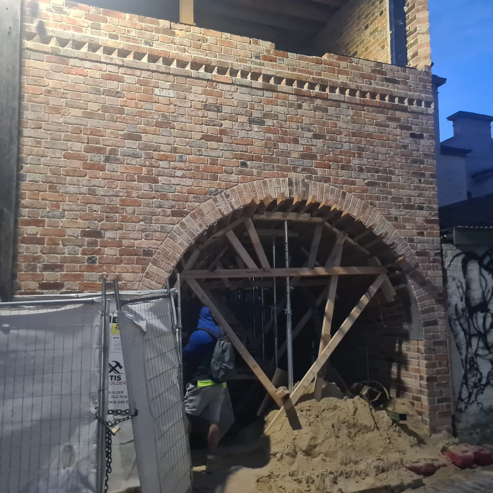 Detail of the completed Fitzroy brick tunnel vault by Goodwin Bricklaying