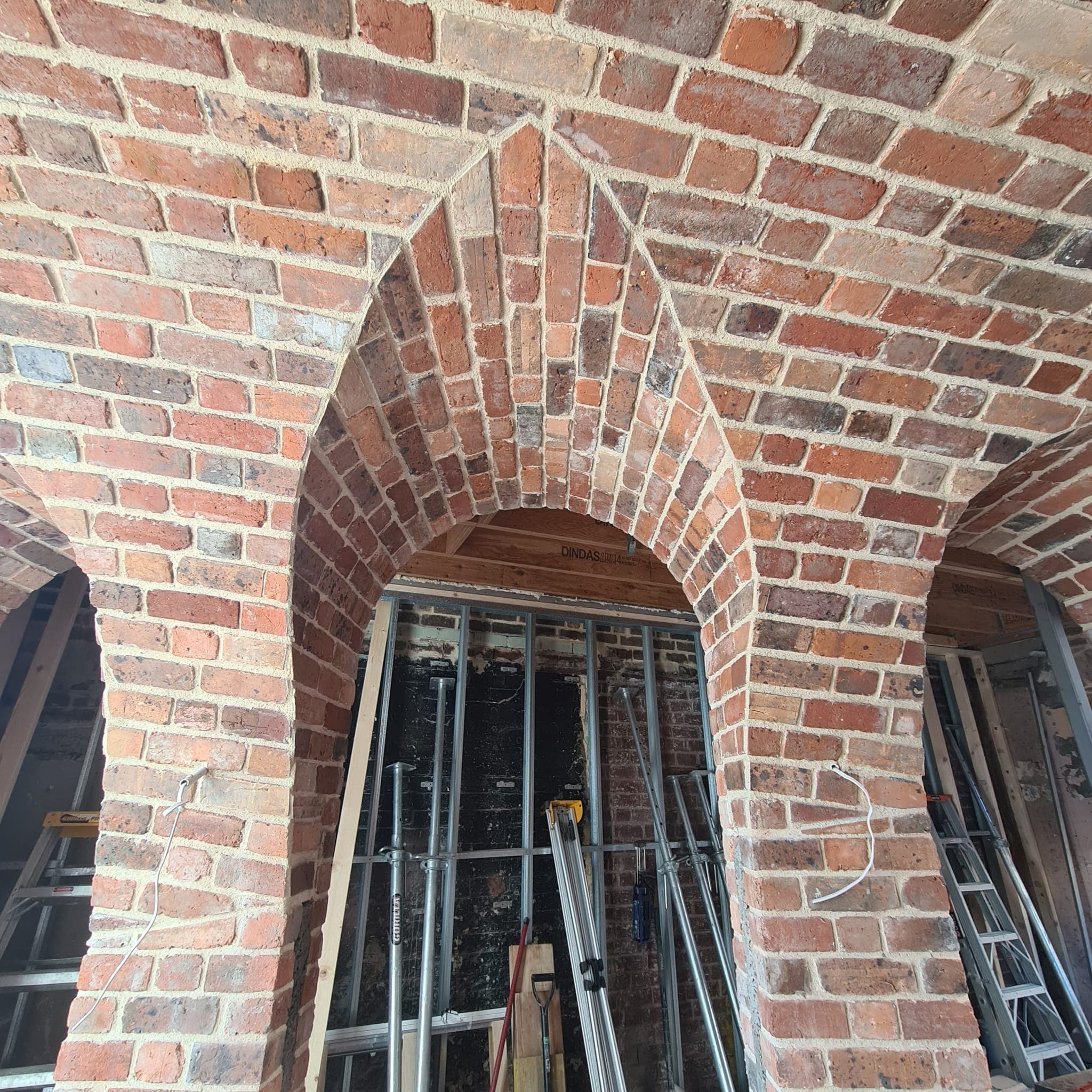 Hand-laid barrel-vaulted brick ceiling under construction for a Toorak residence by Goodwin Bricklaying