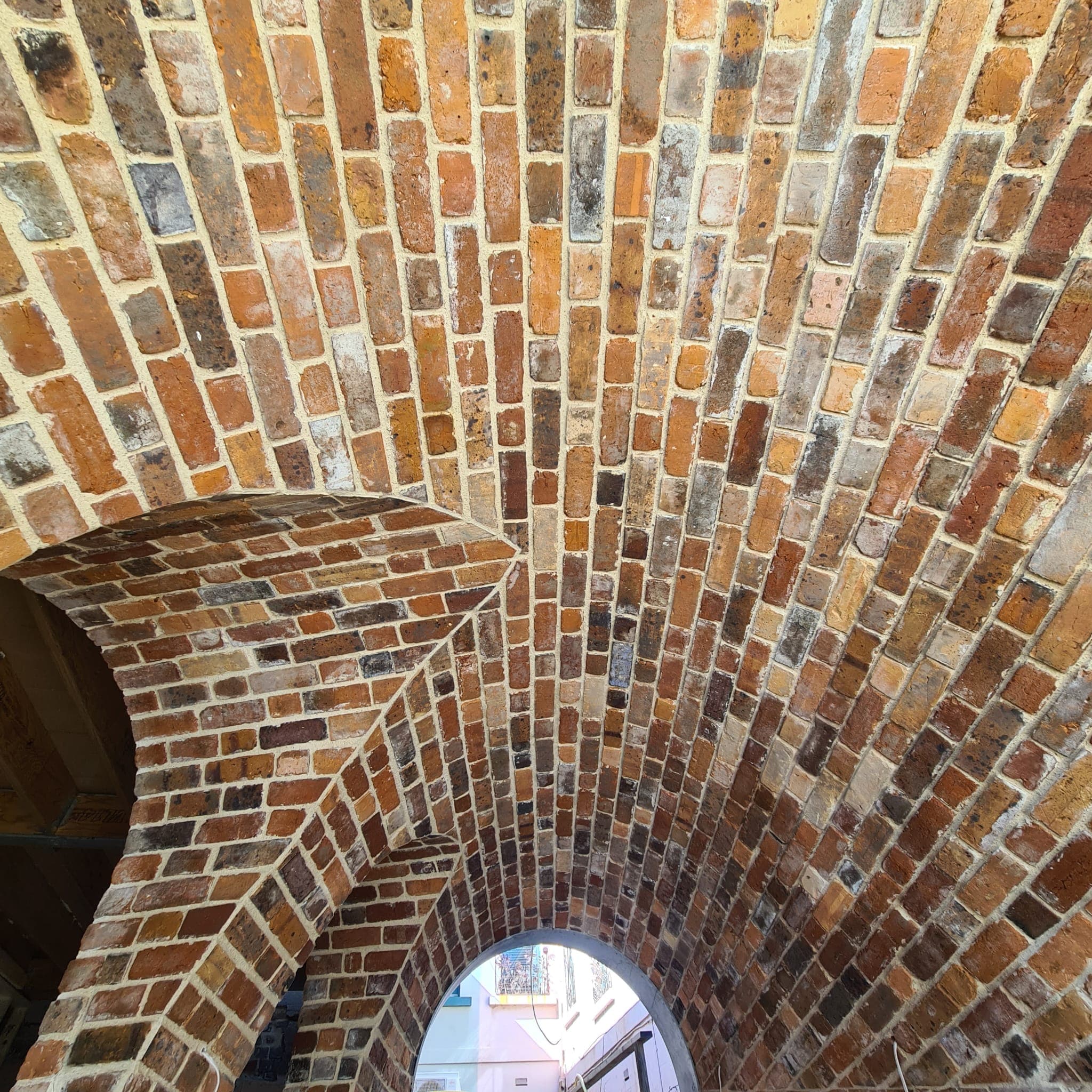 Hand-laid brick fan vaulted ceiling crafted by Goodwin Bricklaying in a Fitzroy residence