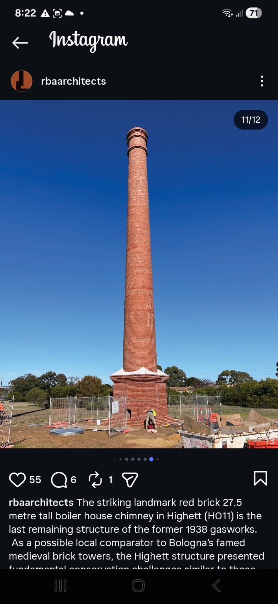 27-metre 1938 Highett Gasworks heritage chimney landmark restored by Goodwin Bricklaying