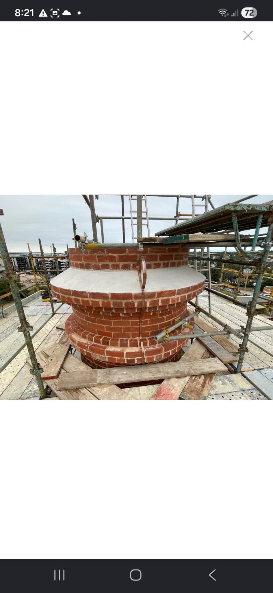Restored crown with new brickwork on the heritage Highett Gasworks chimney by Goodwin Bricklaying