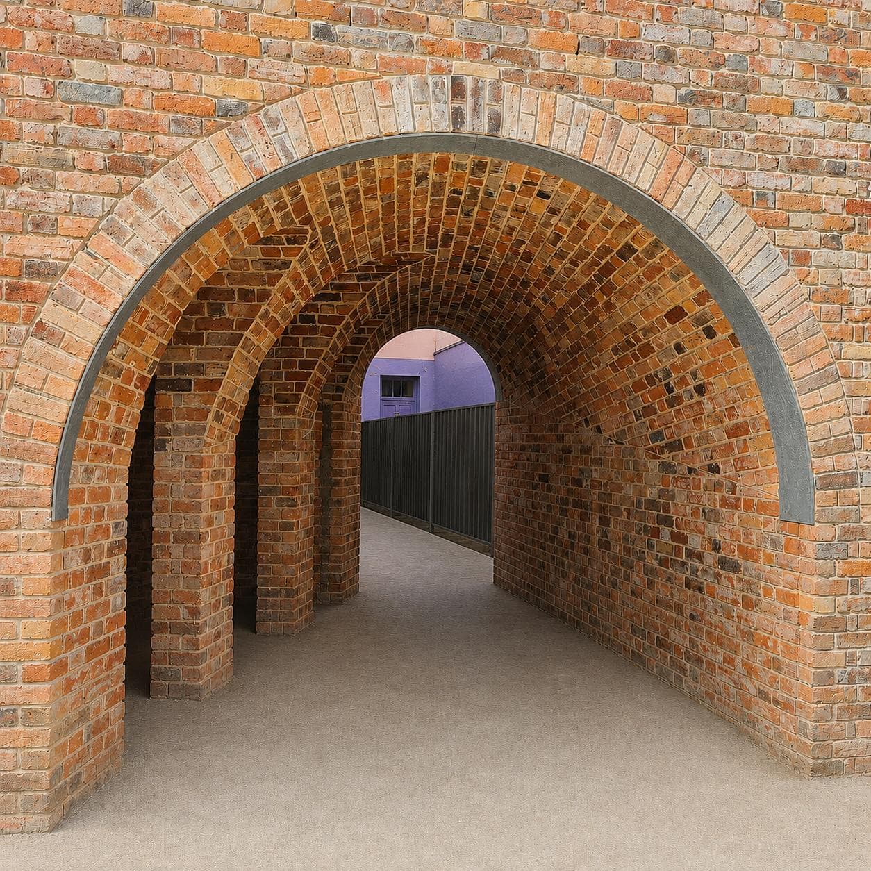 Vaulted brick arch tunnel built by Goodwin Bricklaying in Fitzroy, Melbourne