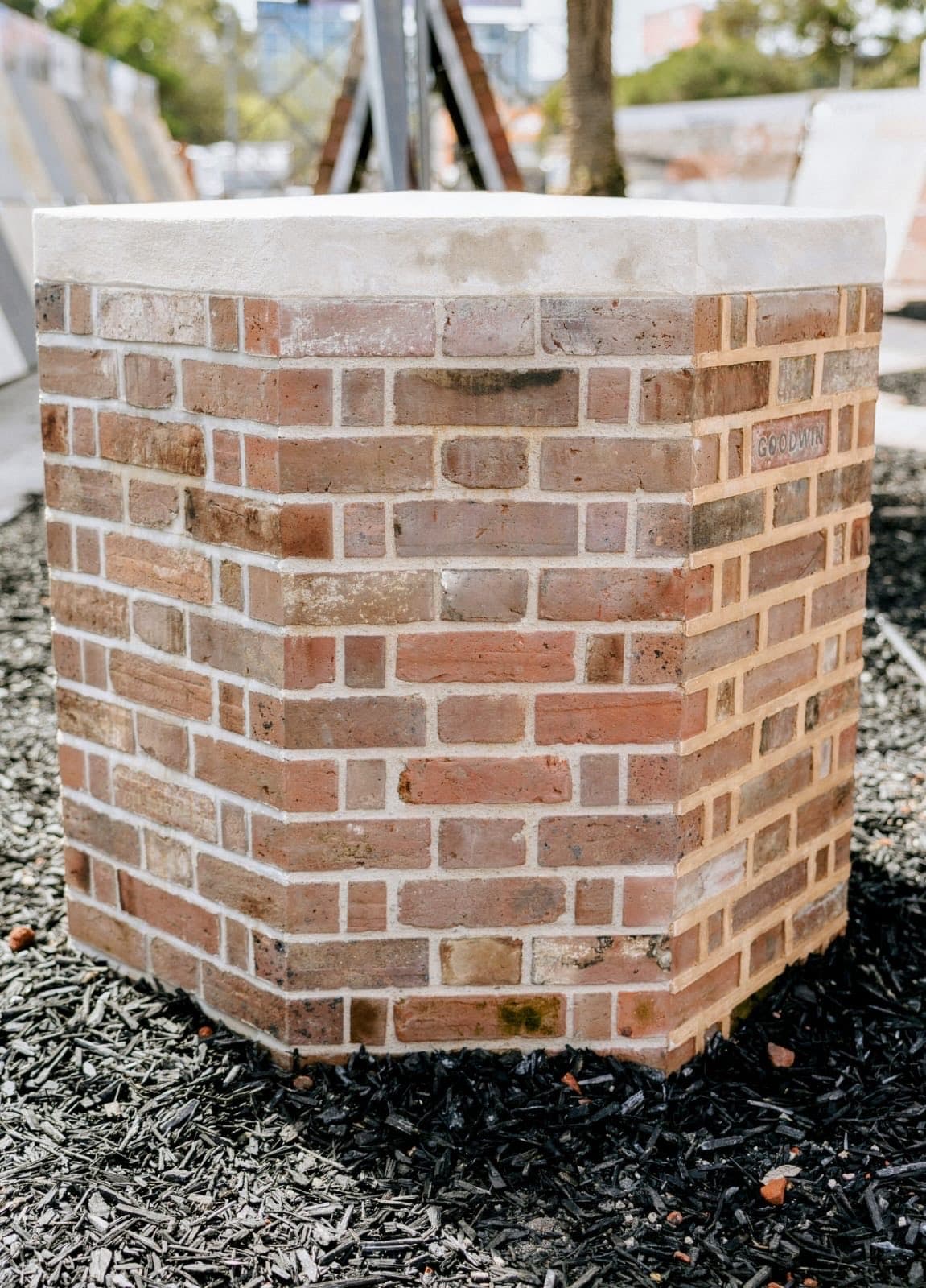 Sample brick pier finished with flush lime pointing by Goodwin Bricklaying, Melbourne