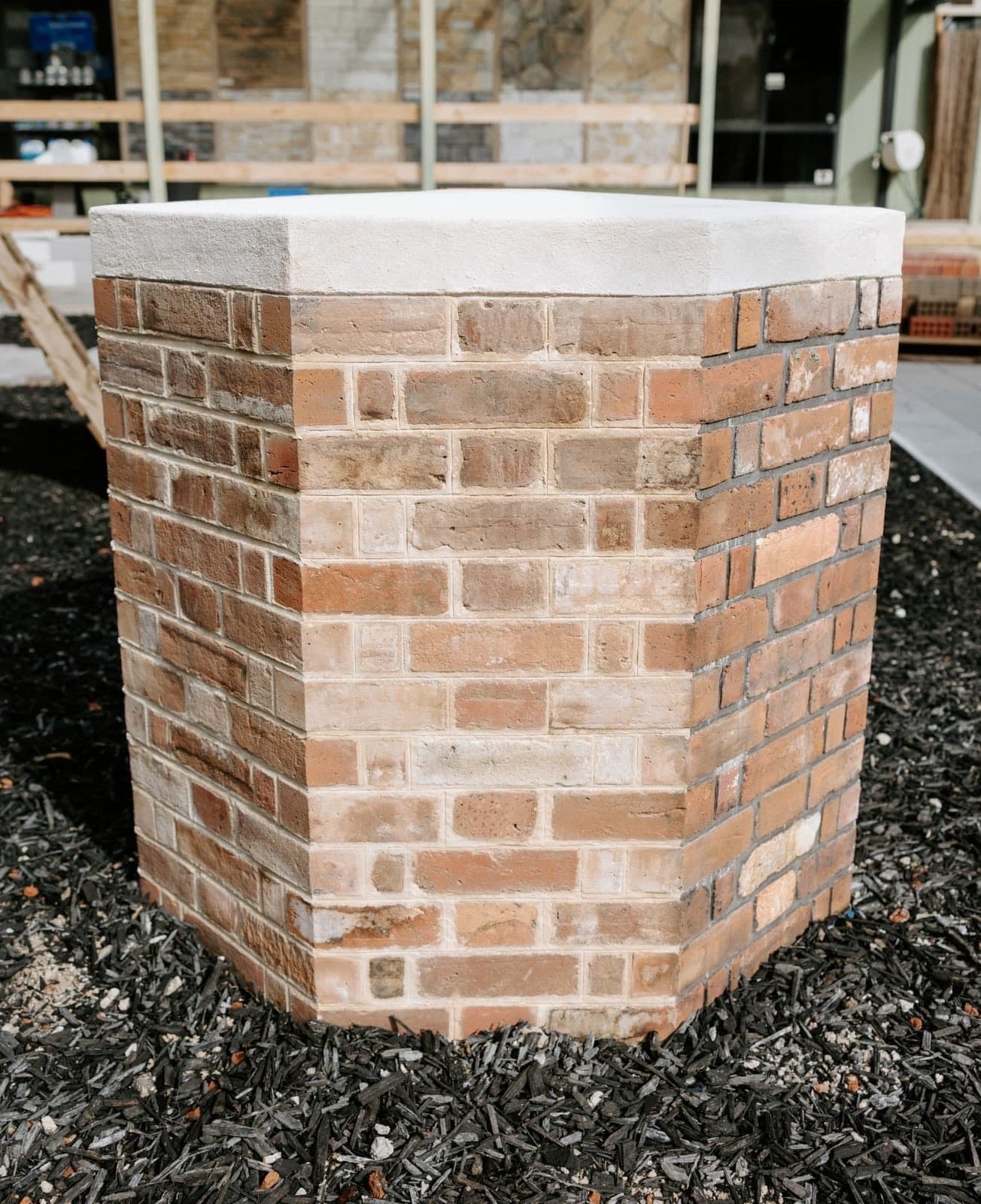 Sample brick pier finished with penny rolled pointing by Goodwin Bricklaying, Melbourne