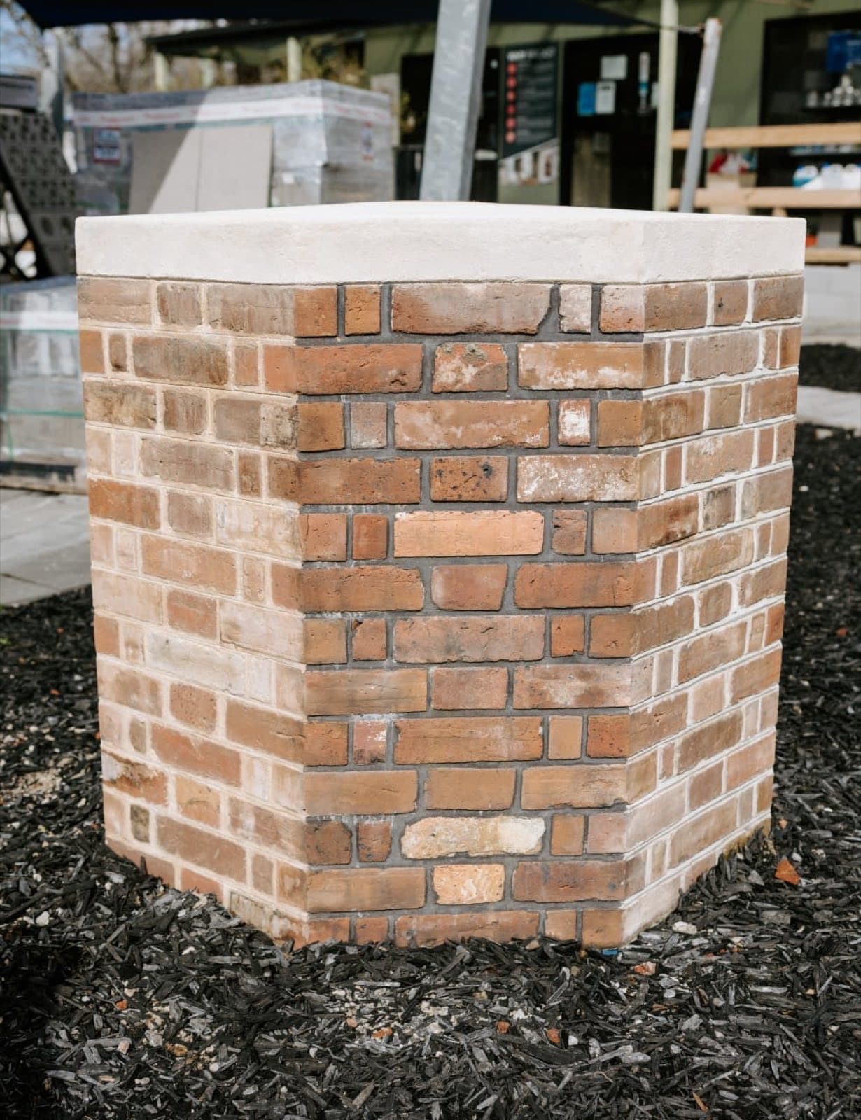 Sample brick pier finished with raked jointing by Goodwin Bricklaying, Melbourne