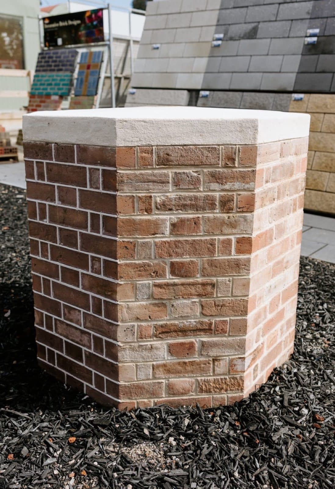 Sample brick pier finished with rolled jointing by Goodwin Bricklaying, Melbourne