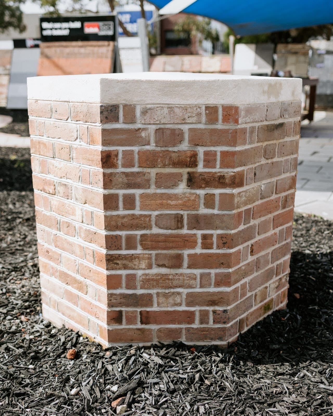 Sample brick pier finished with weather struck pointing by Goodwin Bricklaying, Melbourne